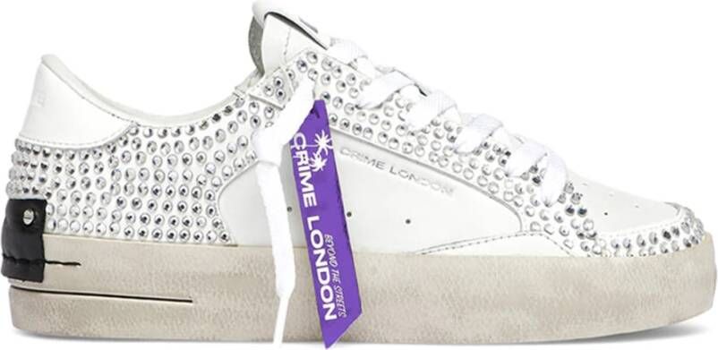 Crime London Witte Sneakers met Strass White Dames