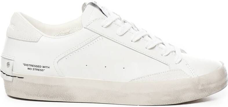 Crime London Witte Leren Sneakers met Off White Suède Details White