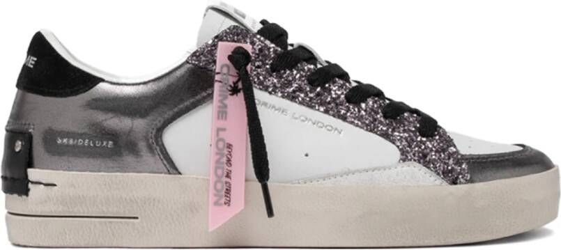 Crime London Zilveren Glitter Sneakers Stijlvol Italiaans Vakmanschap Gray Dames