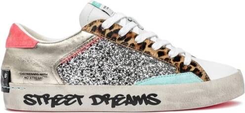 Crime London Zilveren Luipaard Sneakers Hoge Kwaliteit