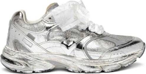 Crime London Zilveren Sneakers Leer en Stof