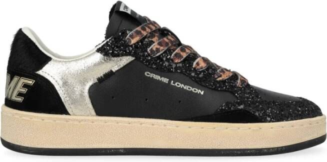Crime London Zwarte leren Chelsea sneakers met gouden touch