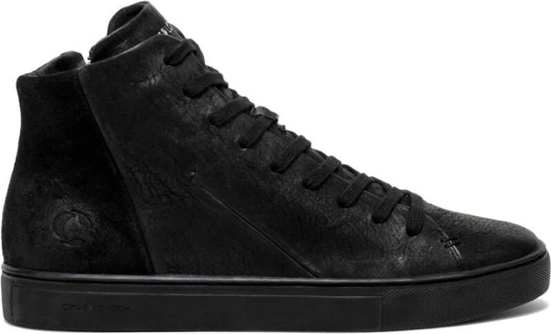 Crime London Zwarte leren hi-top sneakers