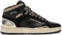 Crime London Zwarte leren sneakers met gouden glitter - Thumbnail 1