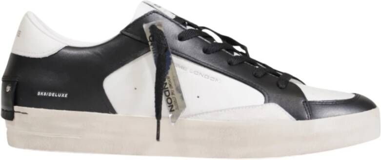 Crime London Zwarte Leren Sneakers Met Rubberen Zool Sportief Ontwerp