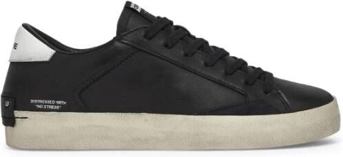 Crime London Zwarte leren sneakers met suède details