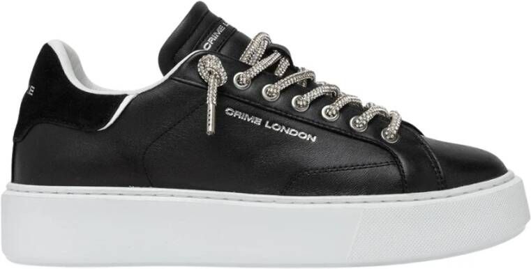 Crime London Zwarte leren sneakers met suède hiel