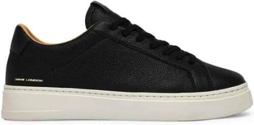 Crime London Zwarte Leren Sneakers Veters Logo