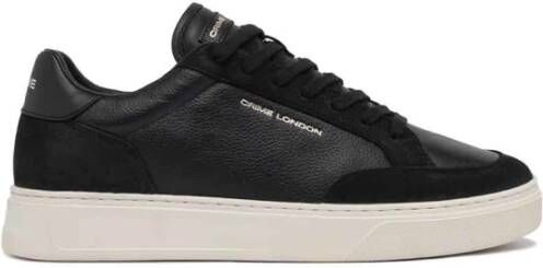 Crime London Zwarte Leren Sneakers Veters Rubberen Zool