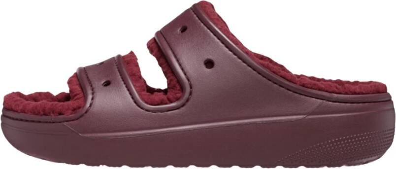 Crocs Gezellig Pluizige Band Klomp Sandaal Red