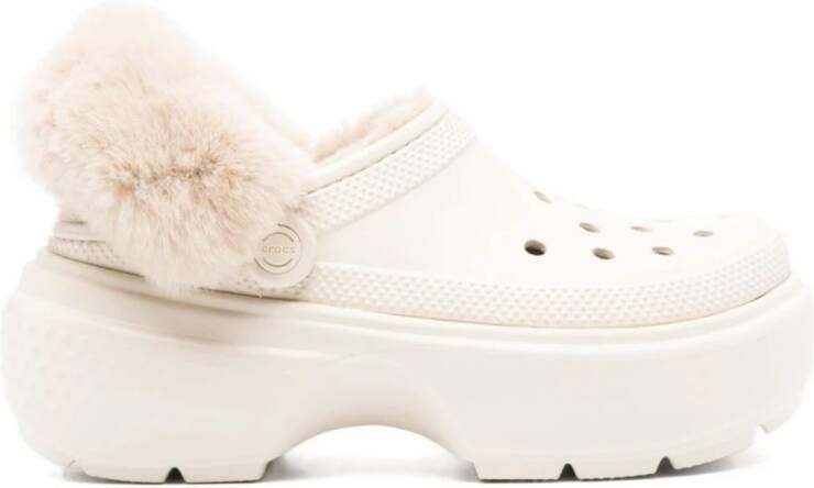 Crocs Witte Gevoerde Klomp Sandalen White Dames