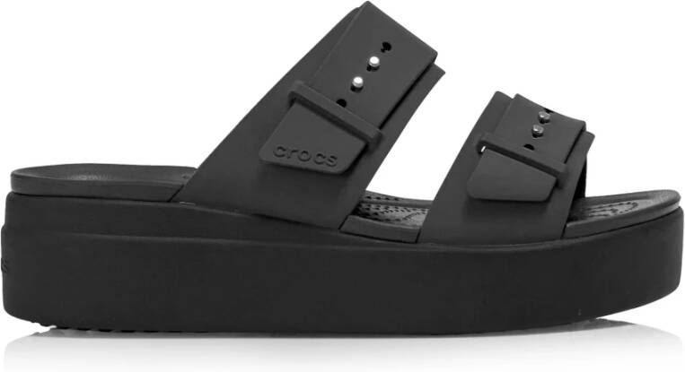 Crocs Slippers Brooklyn Low Wedge plateau zomerschoen pantoffels met gespsluiting - Foto 9