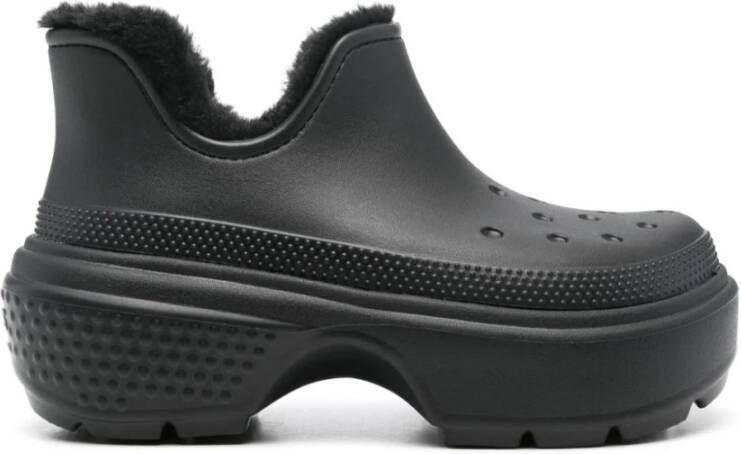 Crocs Zwarte enkellaarsjes met faux-fur voering Black Heren