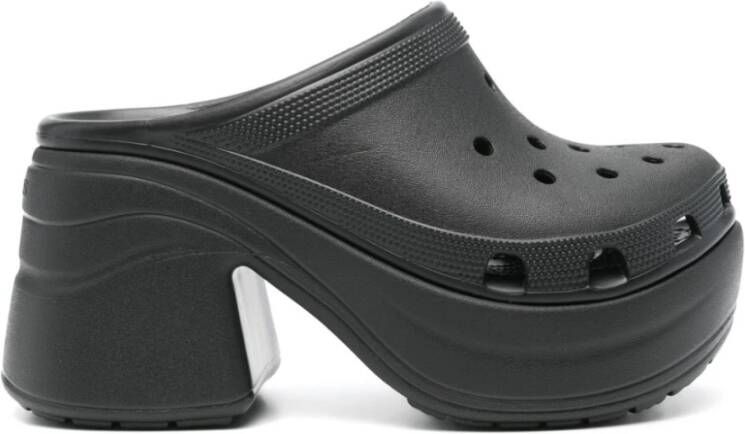 Crocs Zwarte geperforeerde sandalen met hoge hak Black Dames