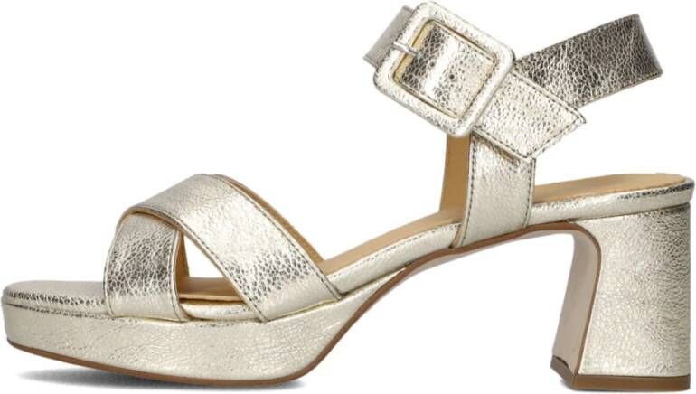 Ctwlk. Gouden Blokhak Sandalen voor Dames Yellow Dames