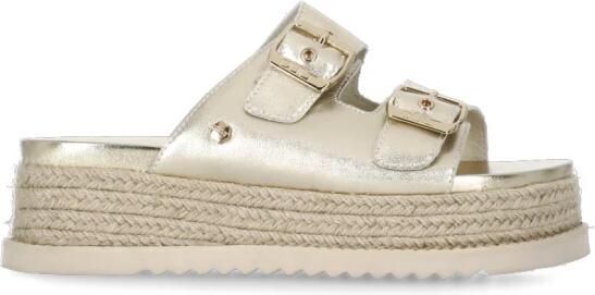 Cult Gouden leren sandalen met raffia details