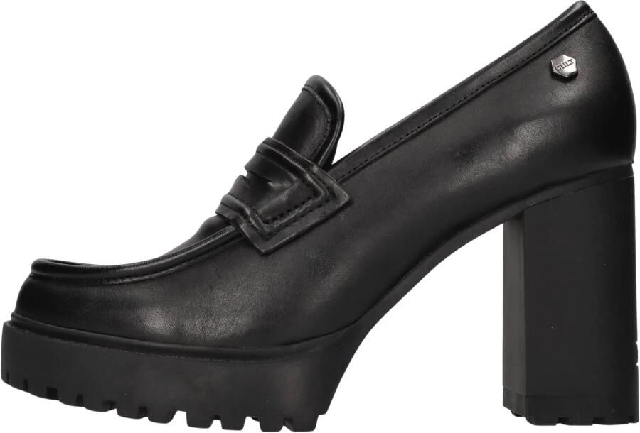 Cult Zwarte Leren Loafers met Contrasterend Detail Black Dames