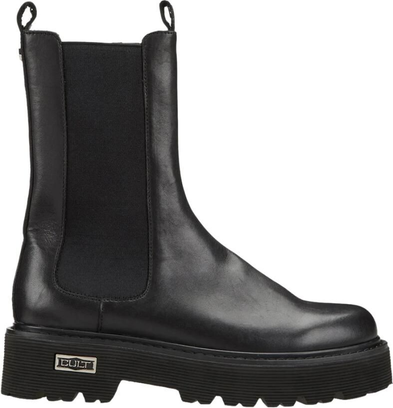 Cult Zwarte platte schoenen met D Beatle Alto Fondo Slash Black Dames