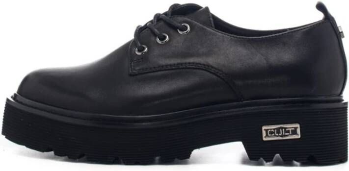 Cult Leren Platte Veterschoenen Black Dames