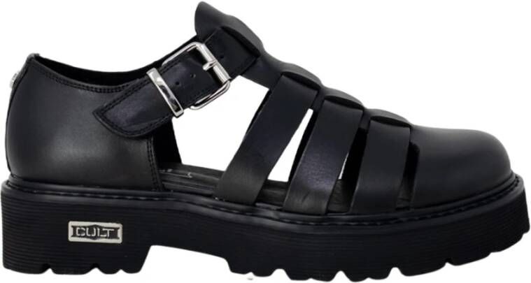 Cult Leren sandalen met gesp strik Black Dames