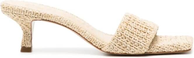 Cult Gaia Ecru Gevlochten Sandalen met Kitten Heel