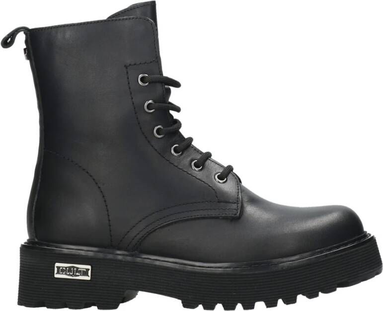 Cult Tijdloze zwarte leren enkellaarzen Black Dames