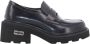 Cult Zwarte Leren Loafers met Metalen Logo Black Dames - Thumbnail 8