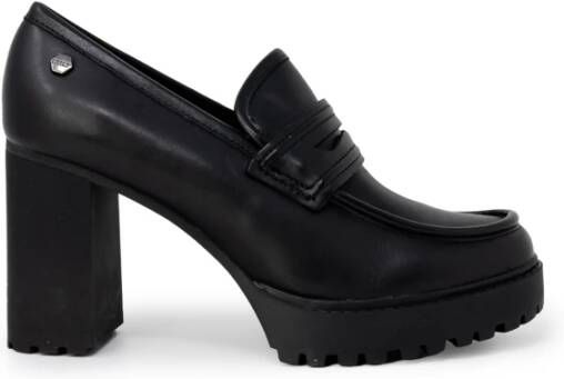 Cult Zwarte Leren Loafers met Contrasterend Detail Black Dames