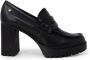 Cult Zwarte Leren Loafers met Contrasterend Detail Black Dames - Thumbnail 3