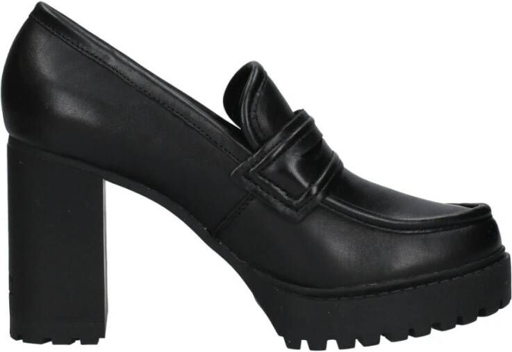 Cult Zwarte Leren Loafers met Contrasterend Detail Black Dames