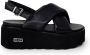 Cult Zwarte Leren Sandalen met Metalen Logo Black Dames - Thumbnail 1
