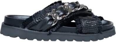 Cult Rafia Lage Hak Sandalen Lente Zomer Collectie Black Dames