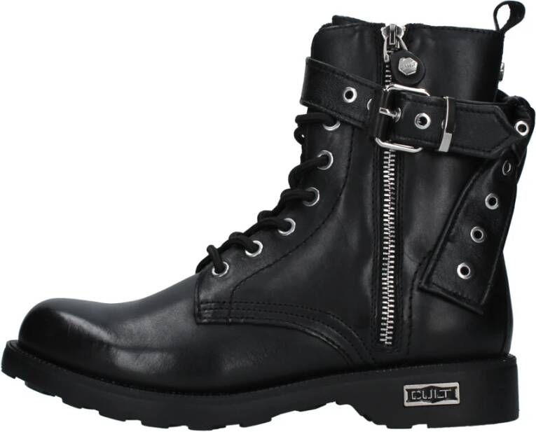 Cult Zwarte Leren Laarzen met Gespdetail Black Dames