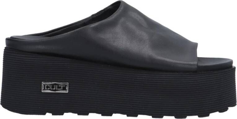 Cult Zwarte Slide Sandalen met 6 cm Band Black Dames