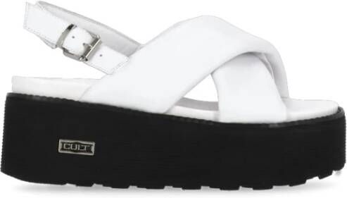 Cult Witte Leren Sandalen met Metalen Logo White Dames