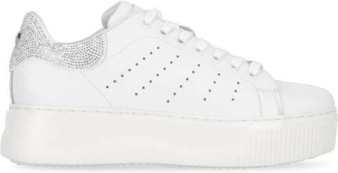 Cult Witte Leren Sneakers met Strass Detail White Dames