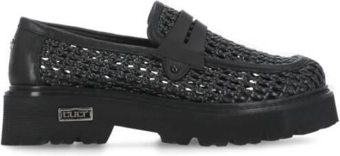Cult Zwarte geweven loafers met metalen logo Black Dames