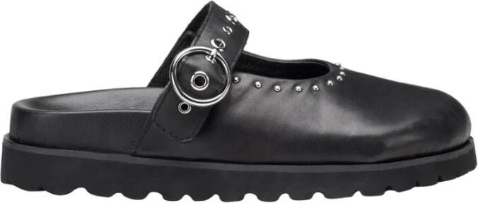 Cult Zwarte Leren Chunky Sandalen