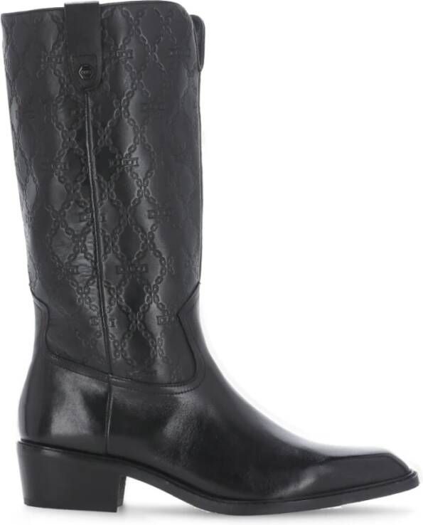 Cult Zwarte leren cowboy laarzen met pijlneus Black Dames