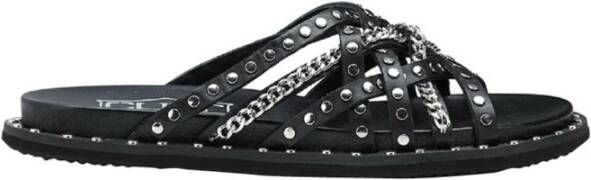 Cult Zwarte leren dames slippers