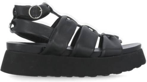 Cult Zwarte leren enkelband sandalen