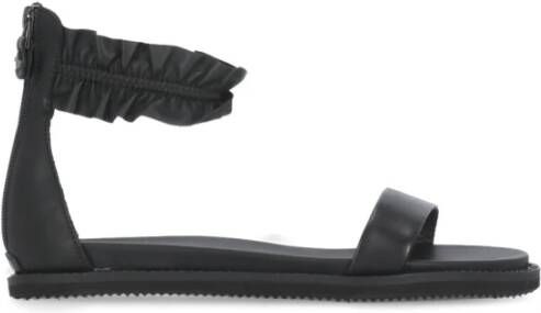 Cult Zwarte leren enkelband sandalen met strass