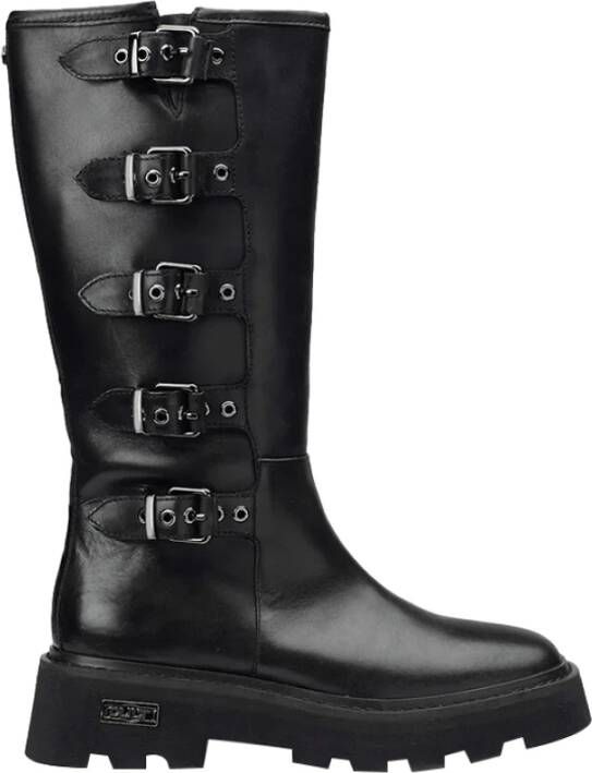 Cult Zwarte Leren Modieuze Laarzen Black Dames