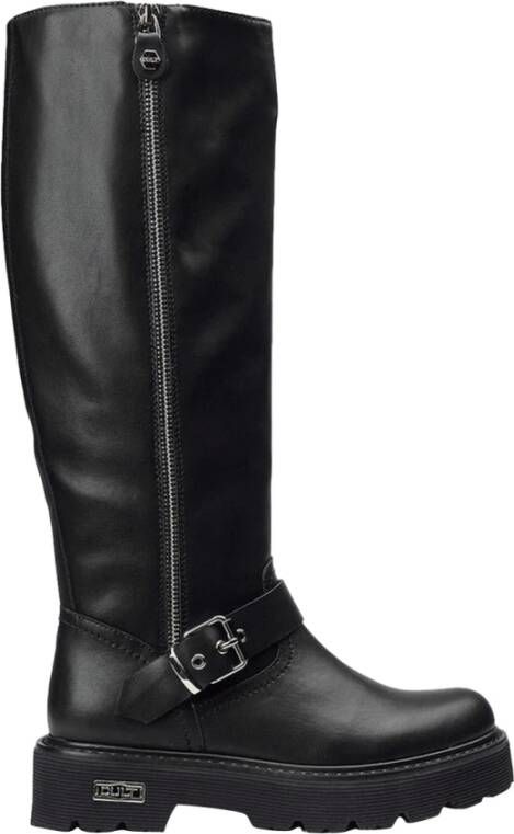 Cult Zwarte leren motorlaarzen Black Dames