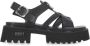 Cult Zwarte Leren Sandalen met Enkelband - Thumbnail 1