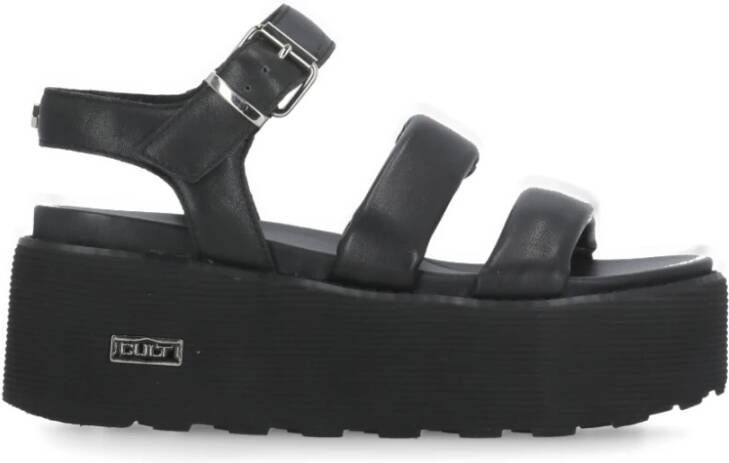 Cult Zwarte leren sandalen met metalen details