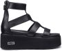 Cult Zwarte leren sandalen met ritssluiting - Thumbnail 1