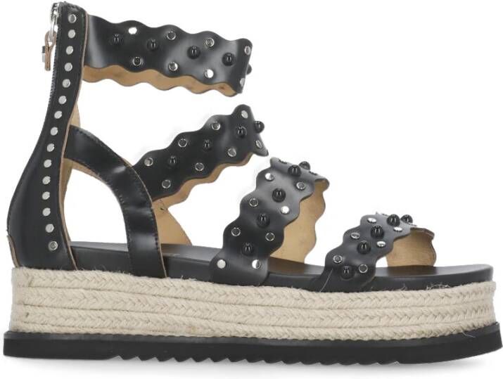 Cult Zwarte leren sandalen met ritssluiting