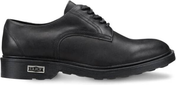 Cult Zwarte Leren Veterschoenen Black Heren