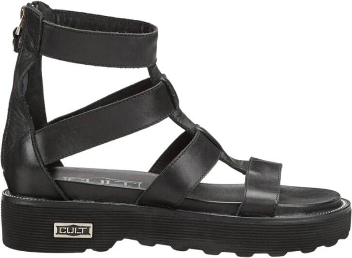 Cult Zwarte Leren Ziggy Sandalen